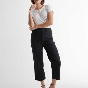 Quince Ultra-Stretch Ponte Cropped Wide Leg Pants Navy Blue Sz 14